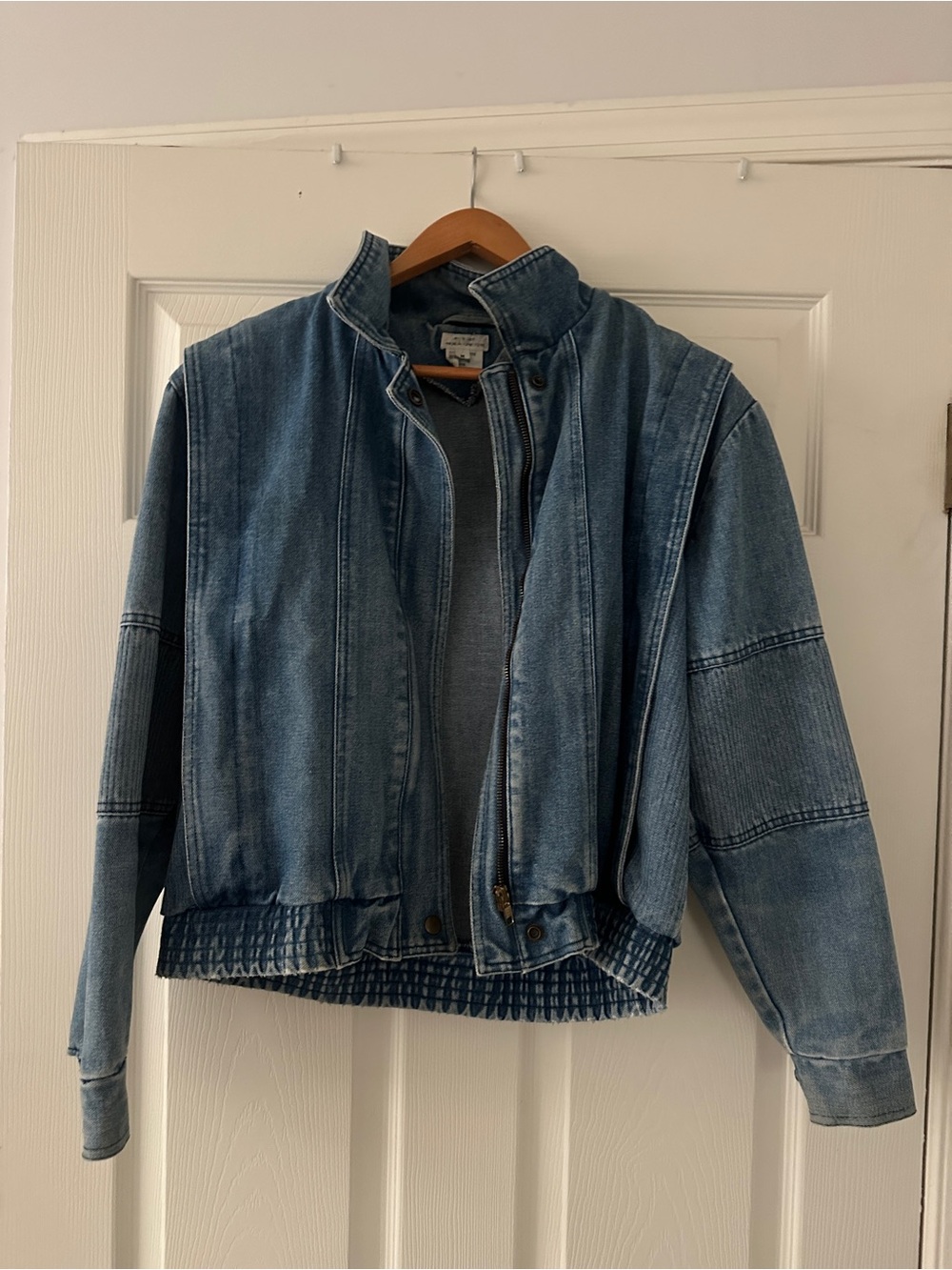 Denim Blue Women's Bomber Jacket - Unbranded